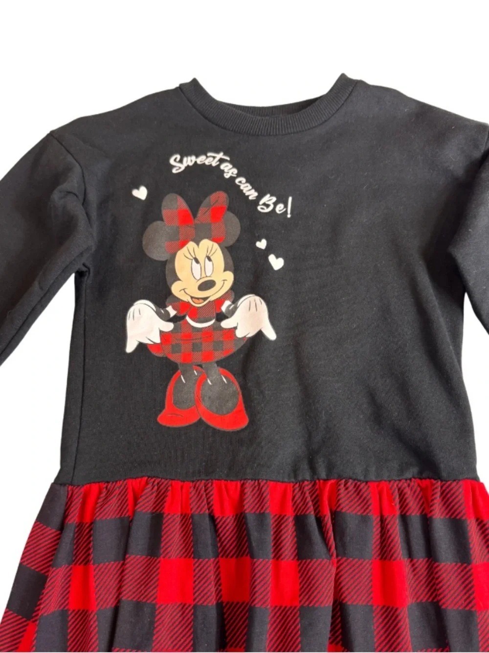 Disney Toddler Girls Black & Red Plaid Minnie Mouse Skater Dress 4T